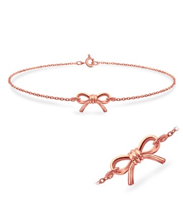 Rose Gold Plated Adorable Bow Silver Bracelet BRS-132-RO-GP